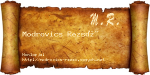 Modrovics Rezső névjegykártya